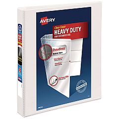 Avery Heavy-Duty View Binder with DuraHinge and One Touch EZD Rings, 3 Rings, 1" Capacity, 11 x 8.5, White (79199)