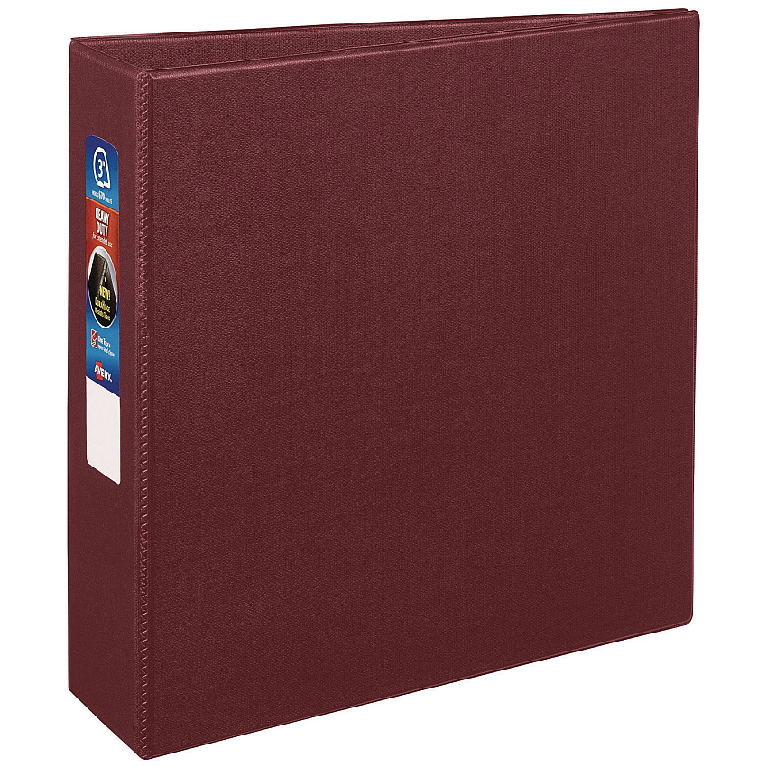 Avery Heavy-Duty Non-View Binder with DuraHinge and Locking One Touch EZD Rings, 3 Rings, 3" Capacity, 11 x 8.5, Maroon (79363)