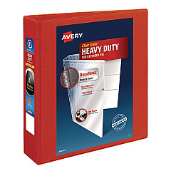 Avery Heavy-Duty View Binder with DuraHinge and One Touch EZD Rings, 3 Rings, 2" Capacity, 11 x 8.5, Red (79225)