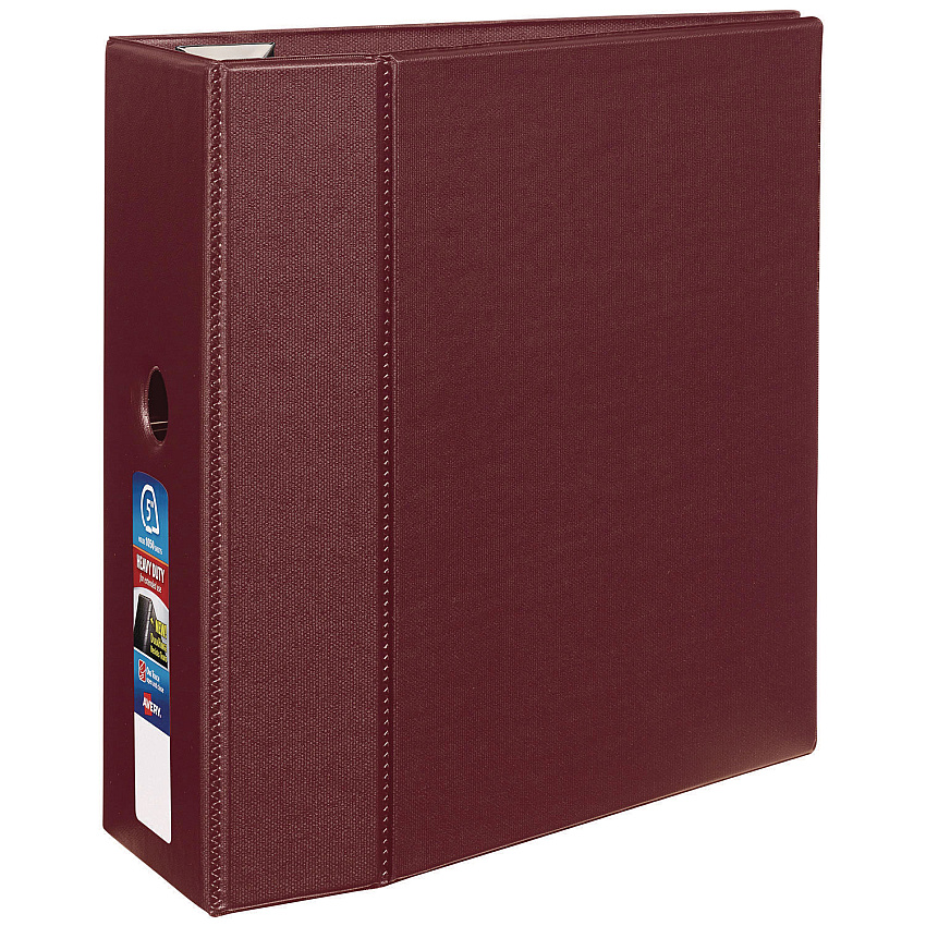 Avery Heavy-Duty Non-View Binder with DuraHinge, Three Locking One Touch EZD Rings and Thumb Notch, 5" Capacity, 11 x 8.5, Maroon (79366)