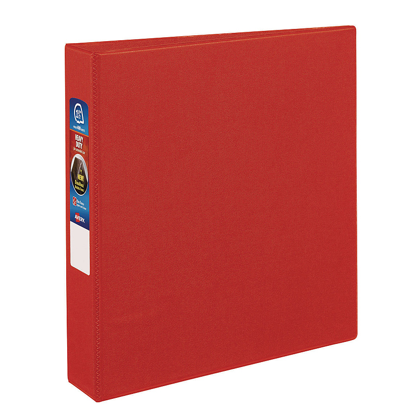 Avery Heavy-Duty Non-View Binder with DuraHinge and One Touch EZD Rings, 3 Rings, 1.5" Capacity, 11 x 8.5, Red (79585)