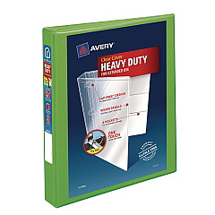 Avery Heavy-Duty View Binder with DuraHinge and One Touch EZD Rings, 3 Rings, 1" Capacity, 11 x 8.5, Chartreuse (79770)