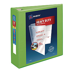 Avery Heavy-Duty View Binder with DuraHinge and Locking One Touch EZD Rings, 3 Rings, 3" Capacity, 11 x 8.5, Chartreuse (79779)