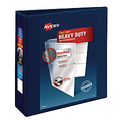 Avery Heavy-Duty View Binder with DuraHinge and Locking One Touch EZD Rings, 3 Rings, 3" Capacity, 11 x 8.5, Navy Blue (79803)