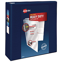 Avery Heavy-Duty View Binder with DuraHinge and Locking One Touch EZD Rings, 3 Rings, 4" Capacity, 11 x 8.5, Navy Blue (79804)
