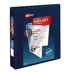 Avery Heavy-Duty View Binder with DuraHinge and One Touch EZD Rings, 3 Rings, 1.5" Capacity, 11 x 8.5, Navy Blue (79805)