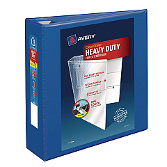 Avery Heavy-Duty View Binder with DuraHinge and Locking One Touch EZD Rings, 3 Rings, 3" Capacity, 11 x 8.5, Pacific Blue (79811)