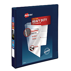Avery Heavy-Duty View Binder with DuraHinge and One Touch EZD Rings, 3 Rings, 1" Capacity, 11 x 8.5, Navy Blue (79809)