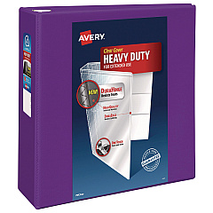 Avery Heavy-Duty View Binder with DuraHinge and Locking One Touch EZD Rings, 3 Rings, 4" Capacity, 11 x 8.5, Purple (79813)