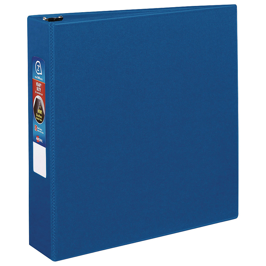 Avery Heavy-Duty Non-View Binder with DuraHinge and One Touch EZD Rings, 3 Rings, 2" Capacity, 11 x 8.5, Blue (79882)