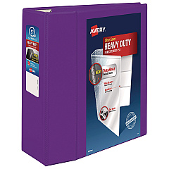 Avery Heavy-Duty View Binder with DuraHinge and Locking One Touch EZD Rings, 3 Rings, 5" Capacity, 11 x 8.5, Purple (79816)