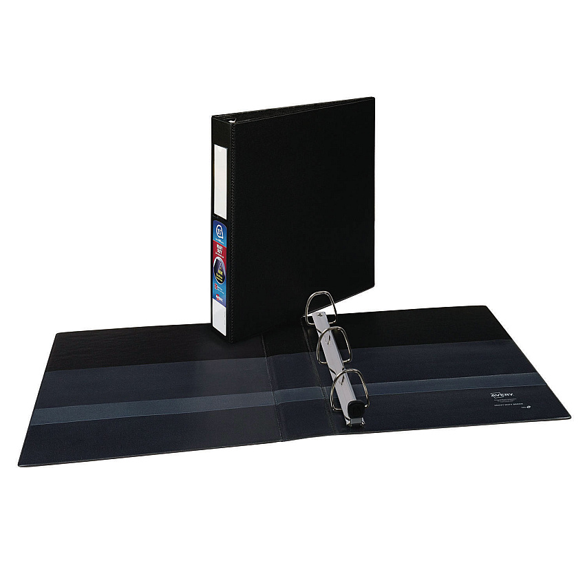 Avery Heavy-Duty Non-View Binder with DuraHinge and One Touch EZD Rings, 3 Rings, 1.5" Capacity, 11 x 8.5, Black (79991)