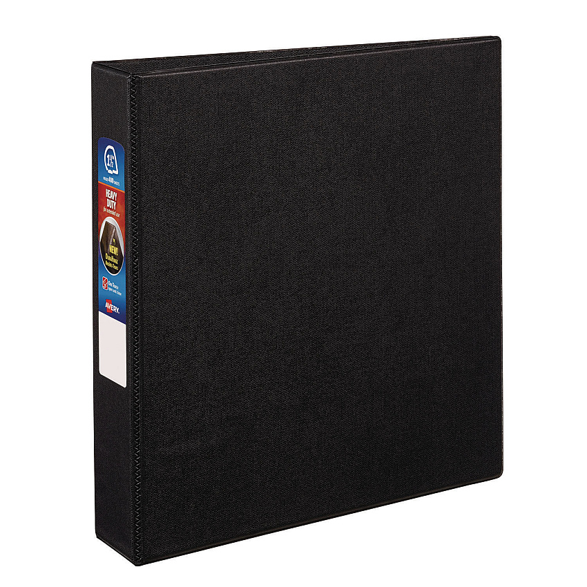 Avery Heavy-Duty Non-View Binder with DuraHinge and One Touch EZD Rings, 3 Rings, 1.5" Capacity, 11 x 8.5, Black (79985)