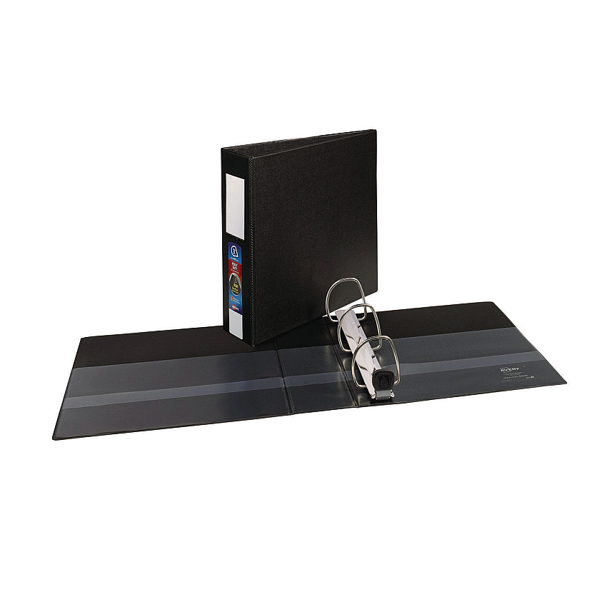 Avery Heavy-Duty Non-View Binder with DuraHinge, Three Locking One Touch EZD Rings and Spine Label, 3" Capacity, 11 x 8.5, Black (79993)