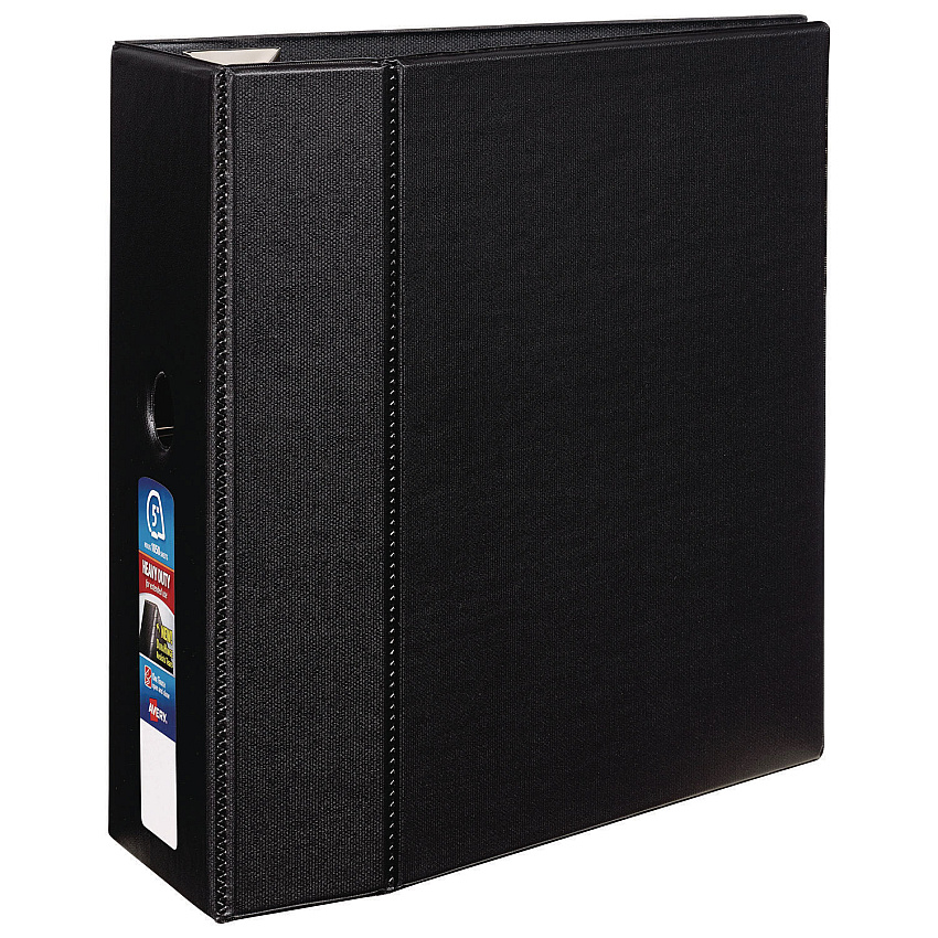 Avery Heavy-Duty Non-View Binder with DuraHinge, Locking One Touch EZD Rings and Thumb Notch, 3 Rings, 5" Capacity, 11 x 8.5, Black (79986)