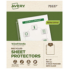 Avery Top-Load Recycled Polypropylene Sheet Protector, Semi-Clear, 100/Box (75537)