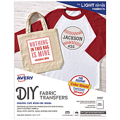 Avery Fabric Transfers, 8.5 x 11, White, 5/Pack (3302)