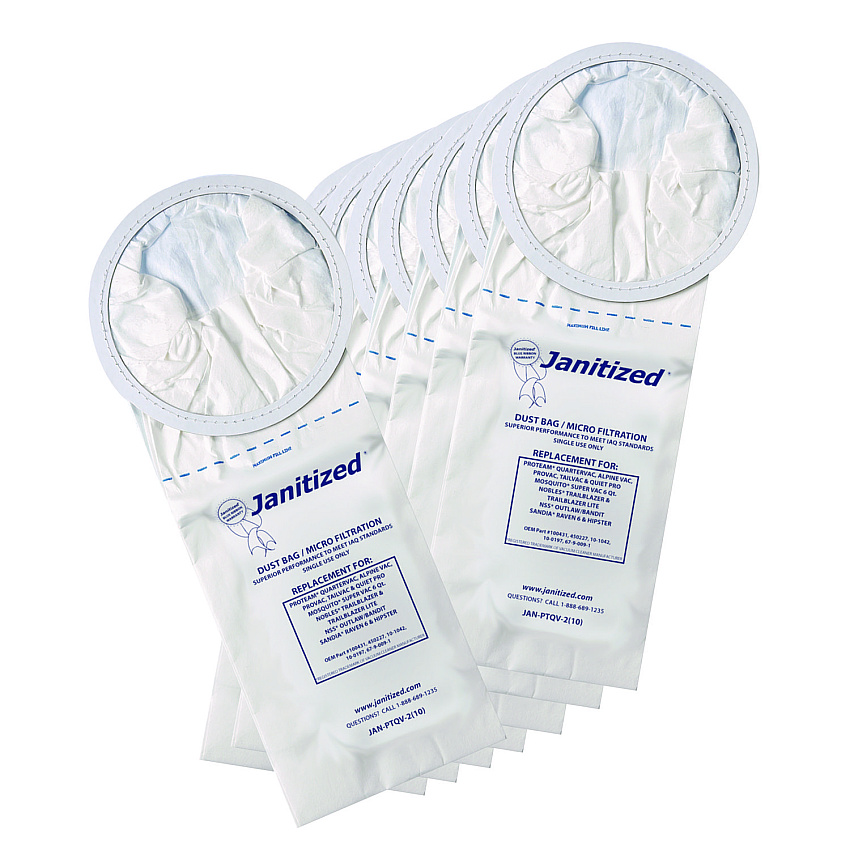 Janitized Vacuum Filter Bags Designed to Fit ProTeam 6 Qt. QuarterVac, 100/CT (JANPTQV2)