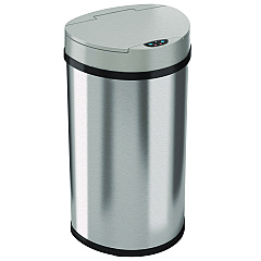 HLS Commercial Sensor Trash Can, Half-Round Cylinder, 13 gal, Plastic/Stainless Steel, Silver (HLS13HX)