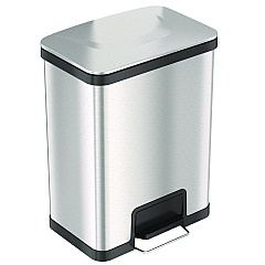 HLS Commercial Step Pedal Trash Can with AirStep Technology, 13 gal, Plastic/Stainless Steel, Silver (HLS13SS)