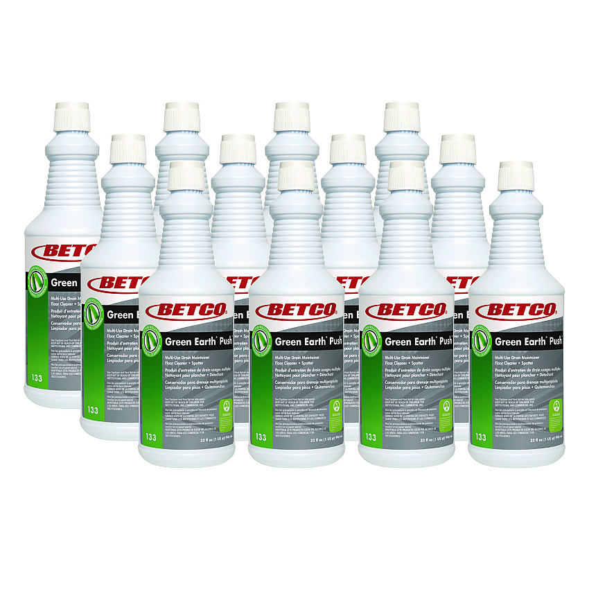 Betco Green Earth Push Enzyme Multipurpose Cleaner, New Green Scent, 32 oz Bottle, 12/Case (1331200)