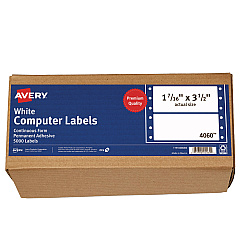 Avery Dot Matrix Printer Mailing Labels, Pin-Fed Printers, 1.44 x 3.5, White, 5,000/Box (4060)