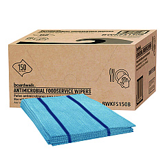Boardwalk Antimicrobial Foodservice Wipers, 1-Ply, 12 x 21, Blue, 150/Carton (BWKFS150B)