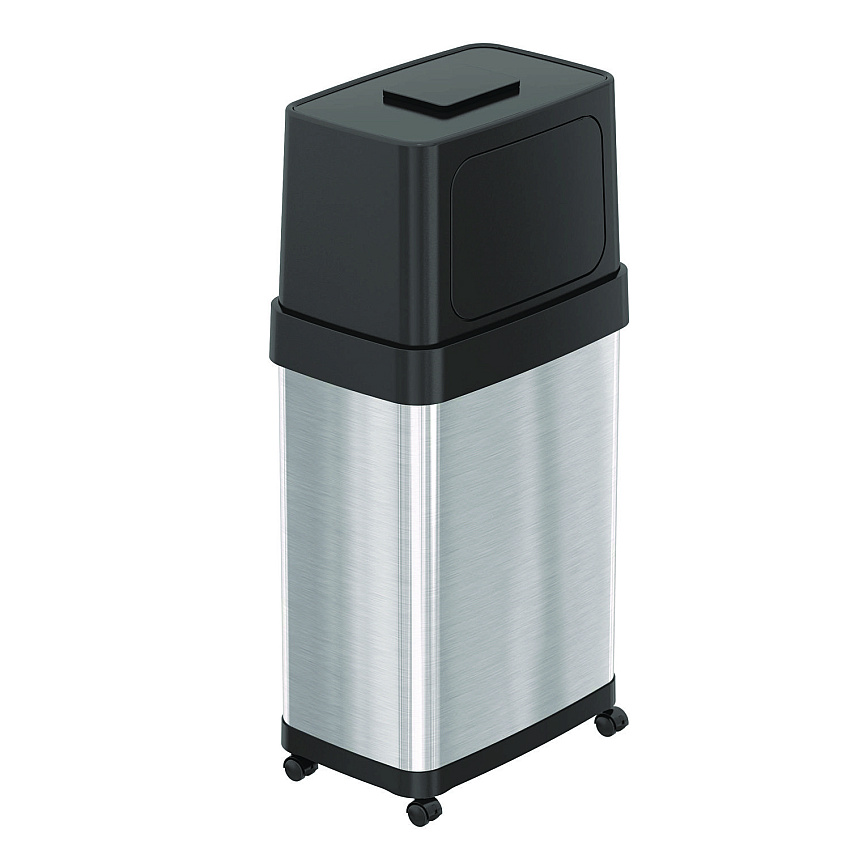 HLS Commercial Dual Push Door Trash Can, 18 gal, Stainless Steel, Silver/Black (HLS18DPO)