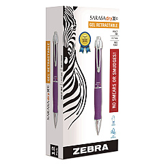 Zebra GR8 Gel Pen, Retractable, Medium 0.7 mm, Violet Ink, Violet/Silver Barrel, 12/Pack (42680)