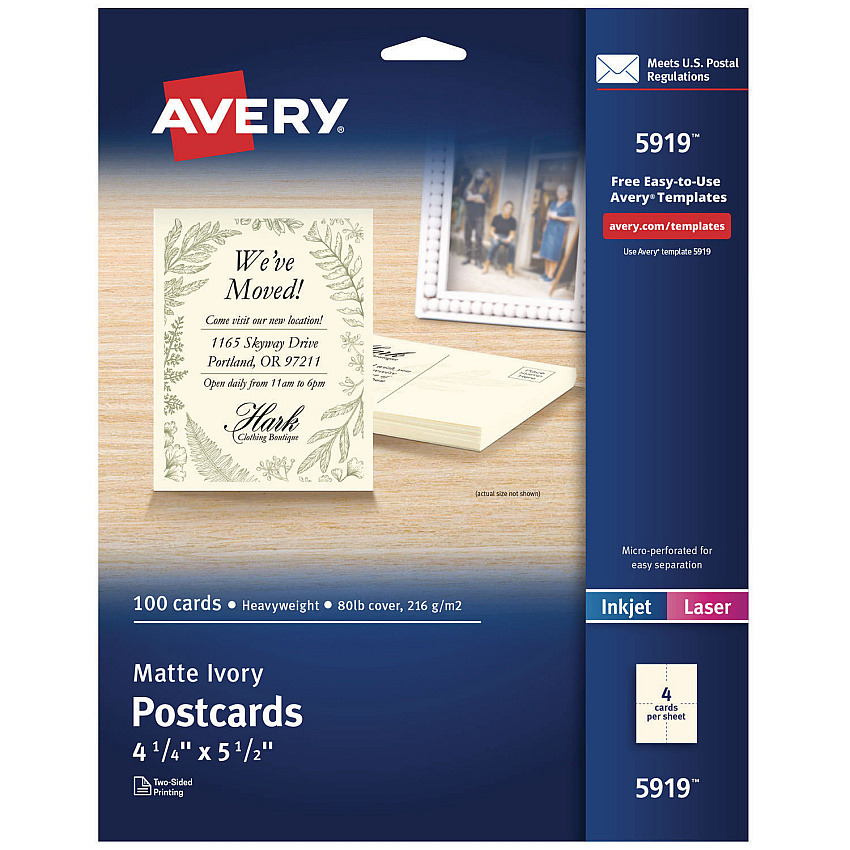 Avery 5919 Printable Postcards