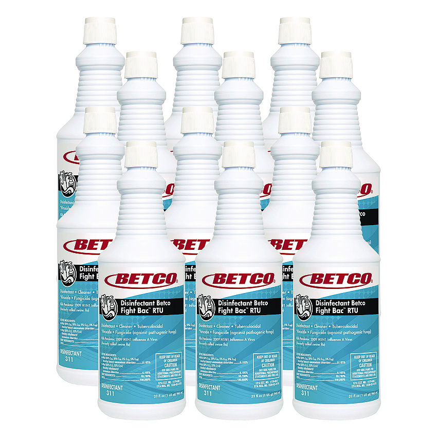 Betco Fight Bac RTU Disinfectant, Citrus Floral Scent, 32 oz Spray Bottle, 12/Carton (3111200)
