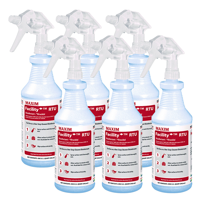 Maxim Facility+ RTU Disinfectant, Unscented, 32 oz, 6/Carton (04640086)