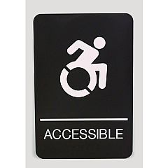 Headline ADA Sign, Accessible, 6 x 9, Black Face, White Graphics (7787)