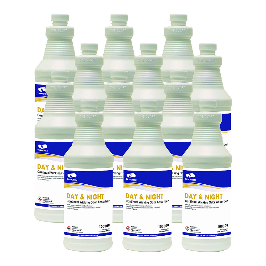 Theochem Laboratories Day and Night Wicking Odor Absorber, 32 oz Bottle, Lavender, 12/Carton (309QT)