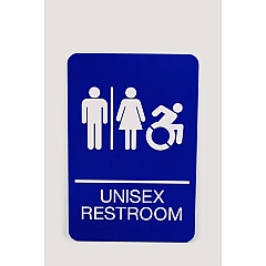 Headline ADA Sign, Unisex Restroom, 6 x 9, Blue Face, White Graphics (7771)