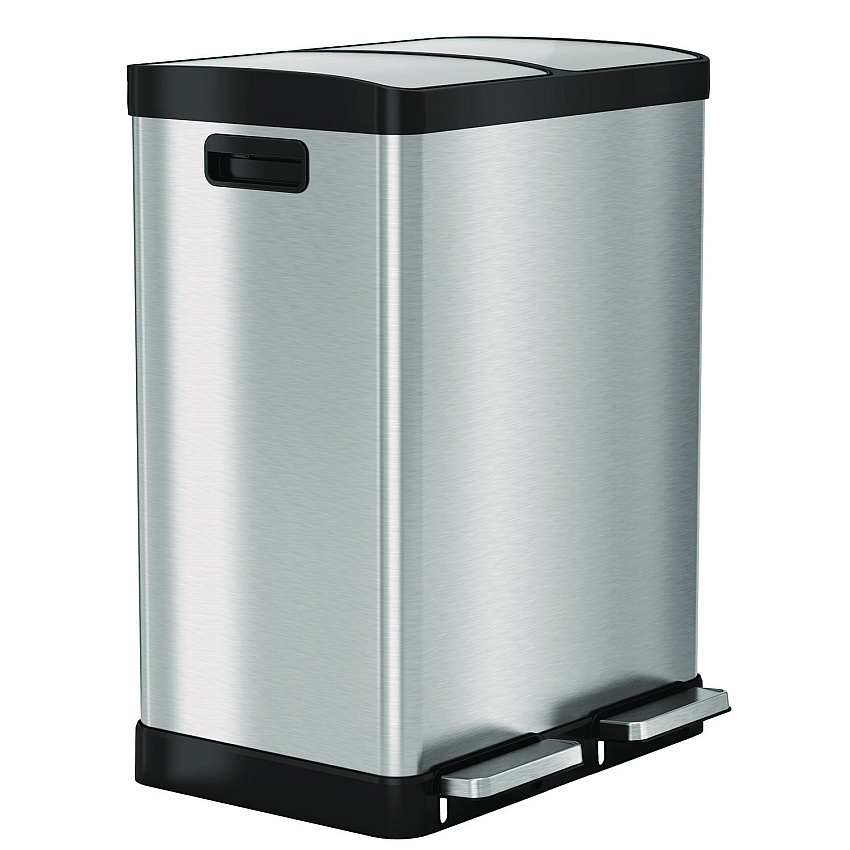 HLS Commercial Fire-Resistant Step Pedal Trash Can and Recycle Bin, 16 gal, Plastic/Stainless Steel, Silver (HLSS16RFR)