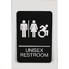Headline ADA Sign, Unisex Restroom, 6 x 9, Black Face, White Graphics (7772)