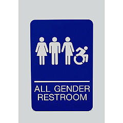 Headline ADA Sign, All Gender Restroom, 6 x 9, Blue Face, White Graphics (7780)