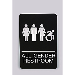 Headline ADA Sign, All Gender Restroom, 6 x 9, Black Face, White Graphics (7781)
