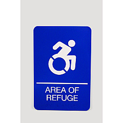 Headline ADA Sign, Area of Refuge, 6 x 9, Blue Face, White Graphics (7783)