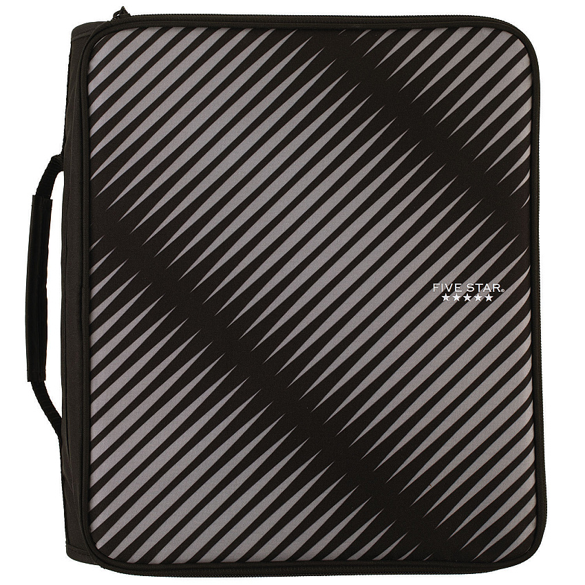 Five Star Zipper Binder, 3 Rings, 2" Capacity, 11 x 8.5, Black/Gray Zebra Print Design (72536EA)