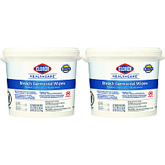 Clorox Healthcare Bleach Germicidal Wipes, 12 x 12, Unscented, 110/Canister, 2/Carton (30358CT)