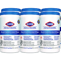 Clorox Healthcare Bleach Germicidal Wipes, 6.75 x 9, Unscented, 70/Canister (35309CT)