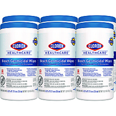Clorox Healthcare Bleach Germicidal Wipes, 6.75 x 9, Unscented, 70/Canister (35309CT)