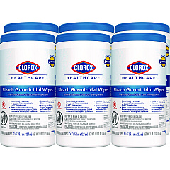 Clorox Healthcare Bleach Germicidal Wipes, 6 x 5, Unscented, 150/Canister, 6 Canisters/Carton (30577CT)