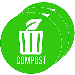 HLS Commercial Vinyl Decals, Compost, 4" Diameter, Green/White, 3/Pack (HLSKERCCOMP3)