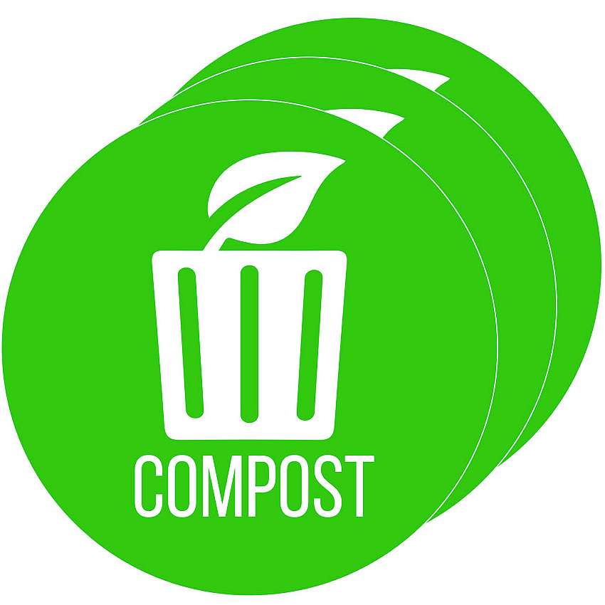 HLS Commercial Vinyl Decals, Compost, 4" Diameter, Green/White, 3/Pack (HLSKERCCOMP3)