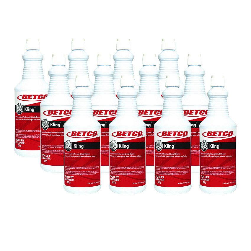Betco Kling Toilet Bowl Cleaner, Mint-Wintergreen Scent, 32 oz Bottle, 12/Carton (0751200)