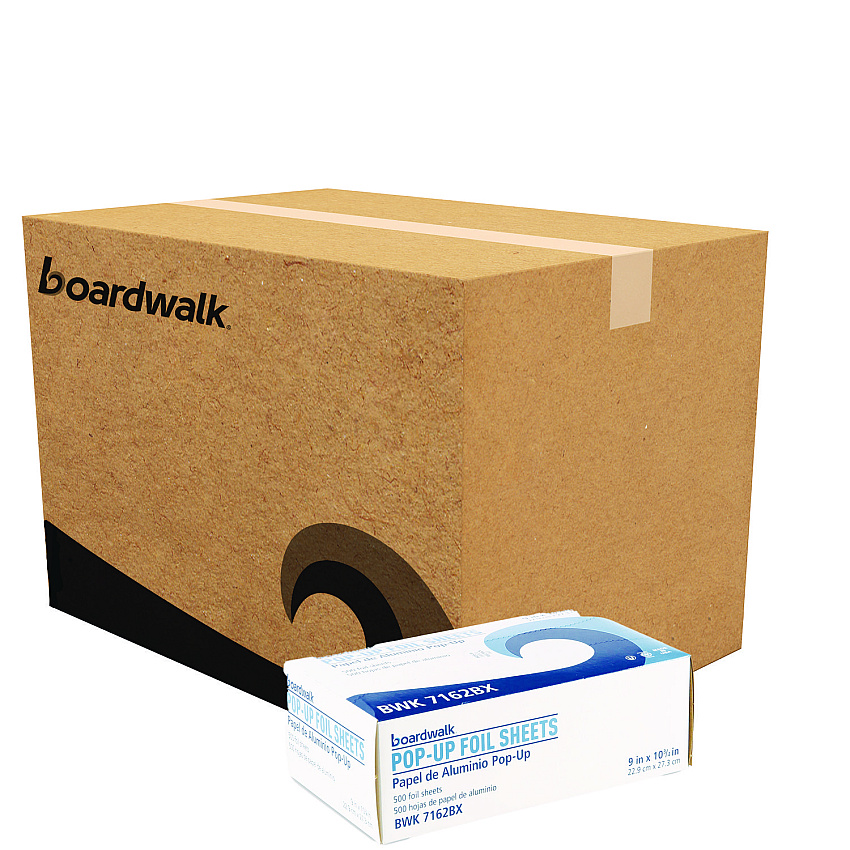 Boardwalk Standard Aluminum Foil Pop-Up Sheets, 9 x 10.75, 500/Box, 6 Boxes/Carton (BWK7162)