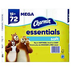 Charmin Essentials Soft Bathroom Tissue, Septic Safe, 2-Ply, 330 Sheets/Roll, 18 Rolls/Carton (04535)
